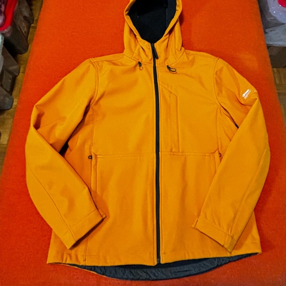 Zara bright yellow tangerine hooded technical jacket parka NWOT - Picture 3 of 15